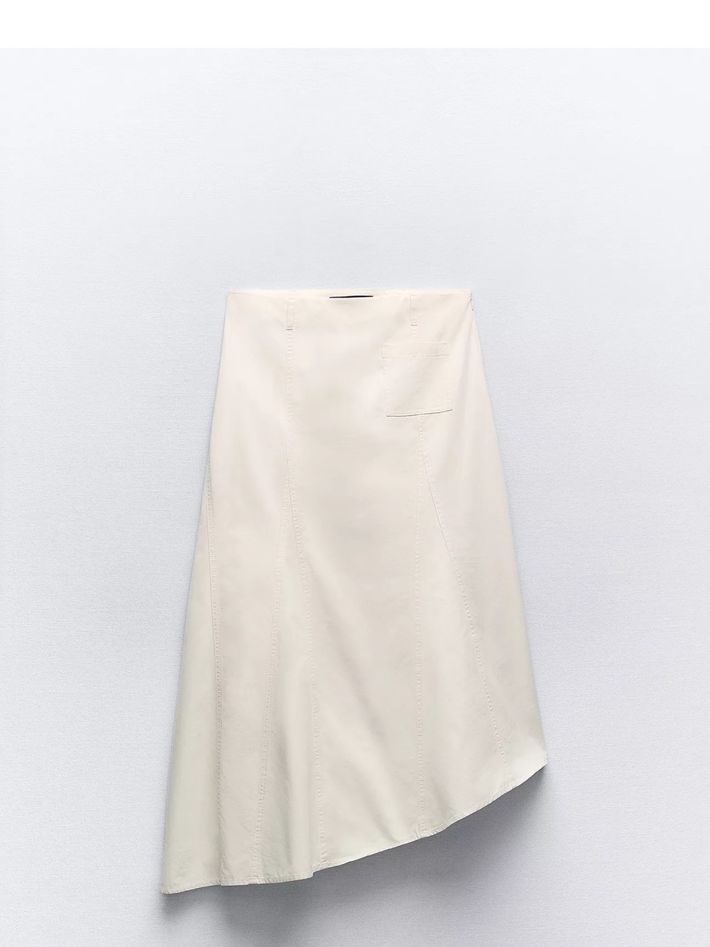 Zara Cream Asymmetrical Midi Skirt
